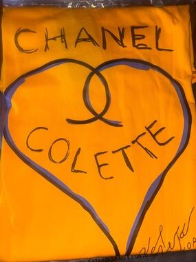 CHANEL Orange Colette Heart Graphic Tee with Black & Purple Accents